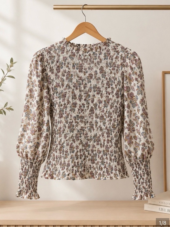 Veronica Beard Tops - Veronica Beard Kali Cream Floral Smocked Blouse